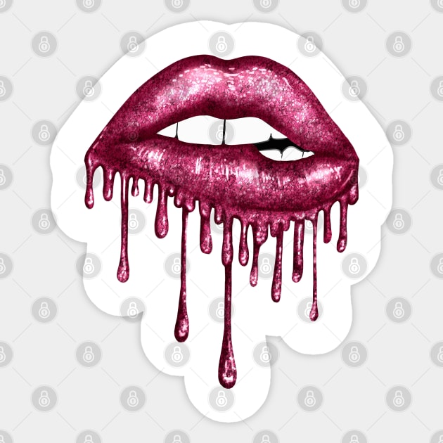 Dripping Hot Pink Lips Sticker by Chromatic Fusion Studio